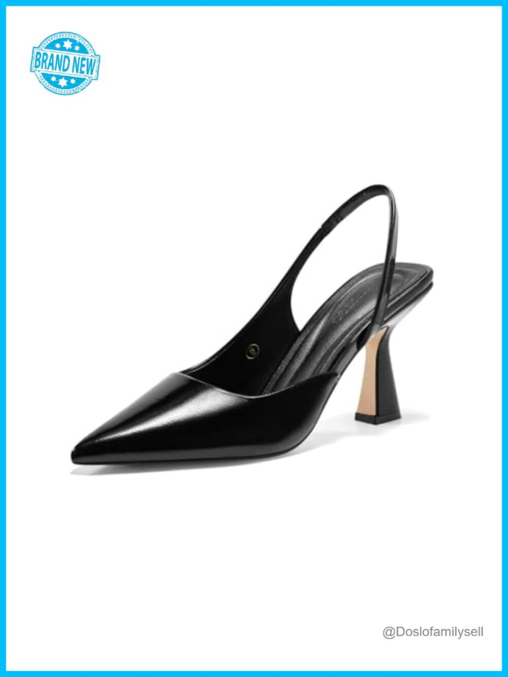 Coutgo Faux Leather Slingback Stiletto High Heels Closed Pointed Toe D'Orsay